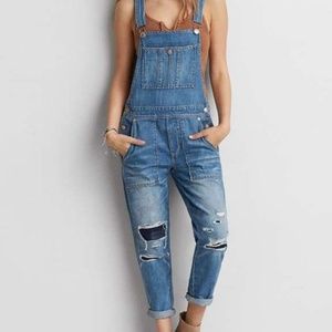 American Eagle Factory Distressed Overalls